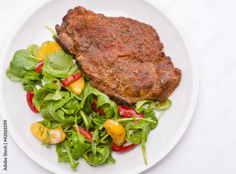 cervical chop with apricot-rocket salad cervical chop with apricot-rocket salad