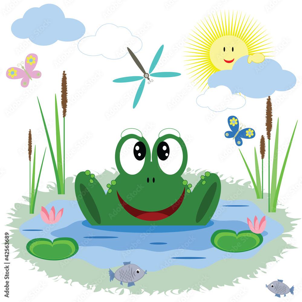 Fototapeta premium Frog is in the pond