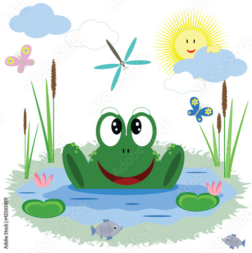 Frog is in the pond