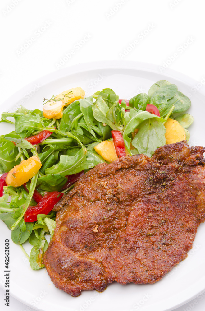 cervical chop with apricot-rocket salad cervical chop with apricot-rocket salad