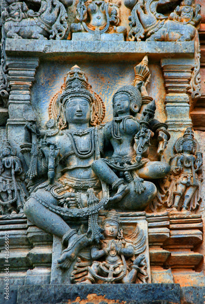 Fototapeta premium Wandrelief, Chennakesava-Temple, Belur, Indien