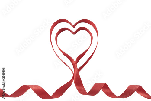 ribbon red hearts isolated