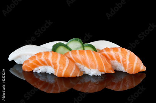 sushi over black background