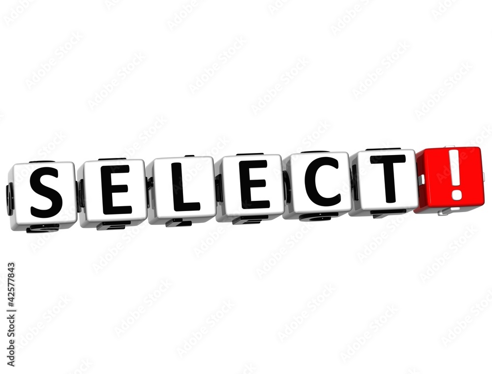 3D Select Button Click Here Block Text 3D Select Button Click Here Block Text