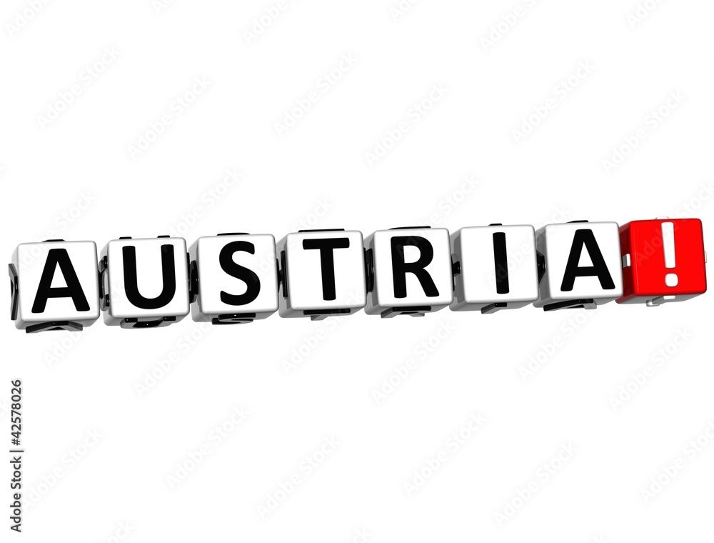 3D Austria Button Click Here Block Text