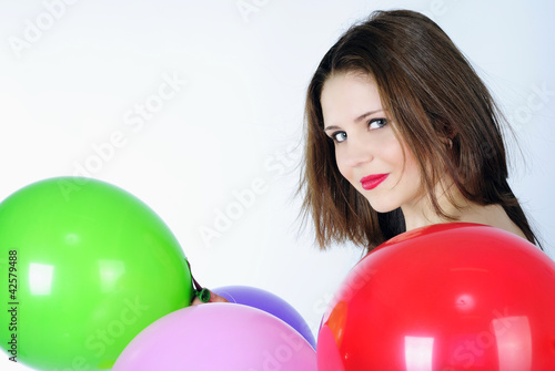 bright beautiful girl with air ball
