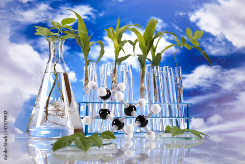 Laboratory  on blue sky background  photo