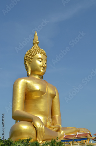 Golden Buddha statue at Wat Muang in Angthong  Thailand