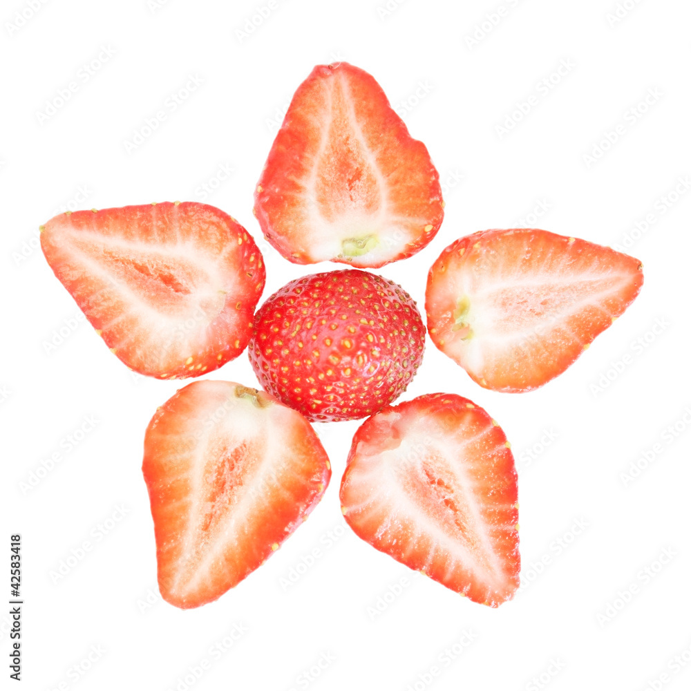 Star strawberries closeup on a white background. Star strawberries closeup on a white background.