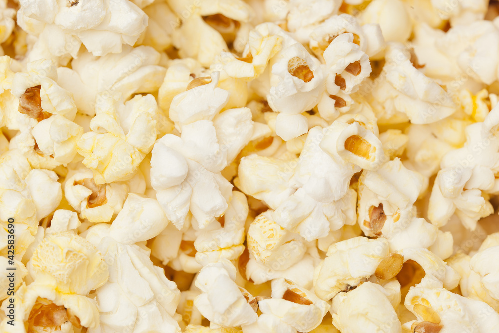 Crunchy white buttered popcorn