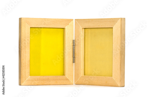 twin picture frame, wood plated, white background