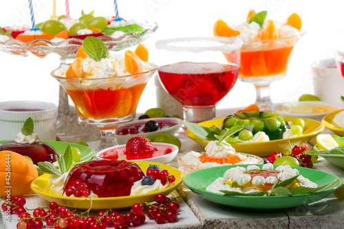 Colorful jelly with fruits