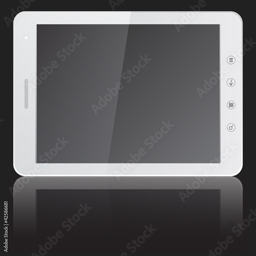 white tablet PC computer  isolated on black background.