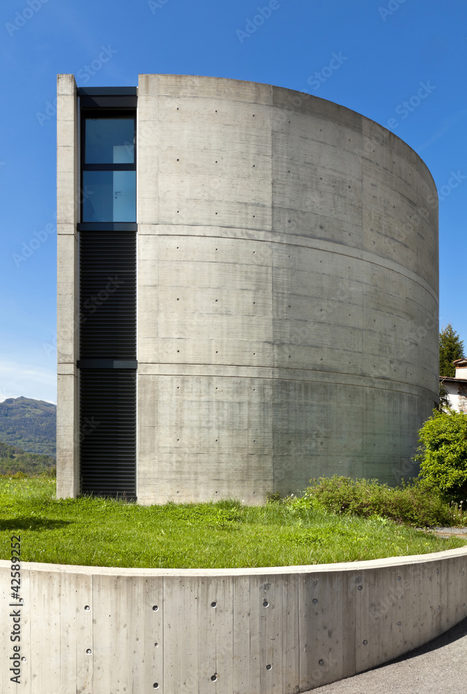 Fototapeta premium modern house in cement, outdoor, side view
