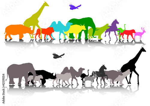 set of wild animal silhouette