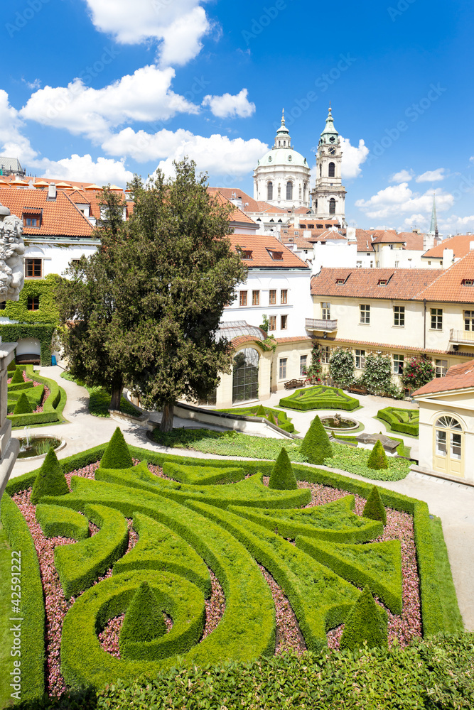 Fototapeta premium Vrtbovska Garden and Saint Nicholas Church, Prague, Czech Republ