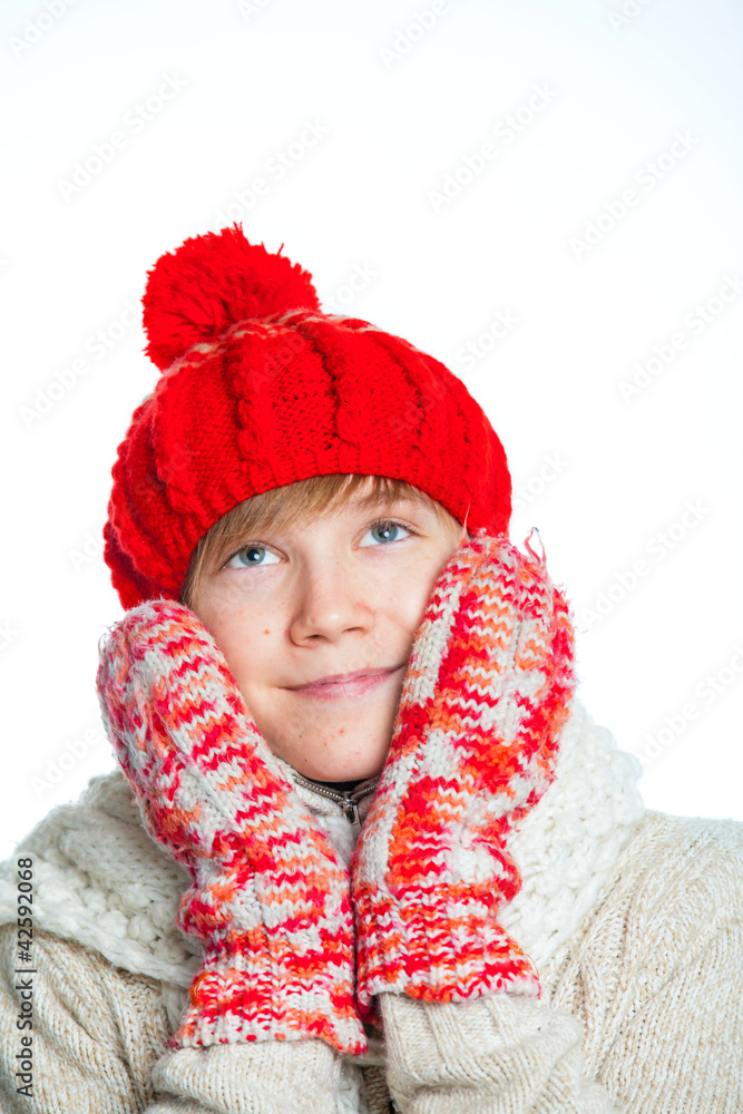 Portrait of young beautiful boy in winter style Portrait of young beautiful boy in winter style