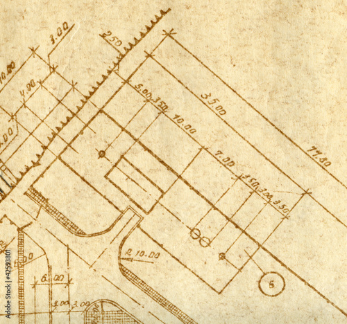 A fragment of vintage engineering drawing photo