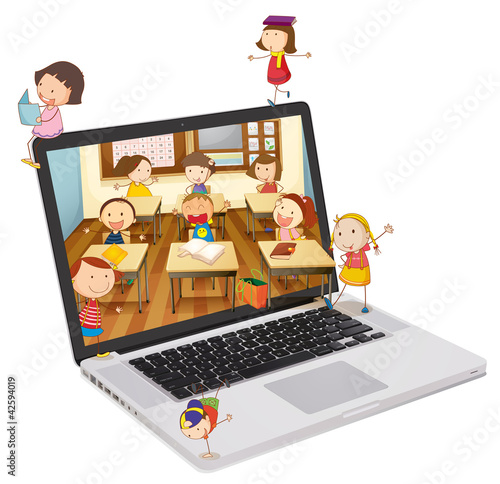 school students picture on a laptop
