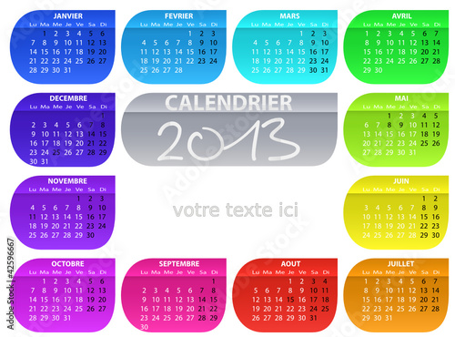 calendrier 2013 rectangle arrondi  votre texte