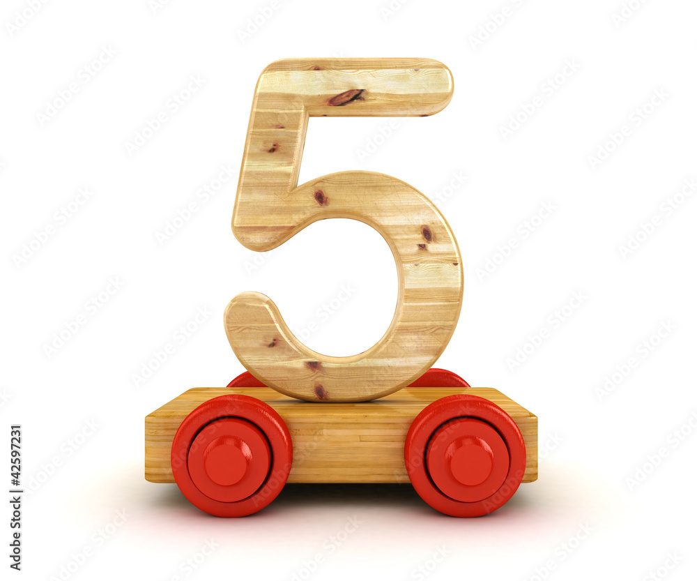 3D Wooden train number isolated on white. 3D Wooden train number isolated on white.