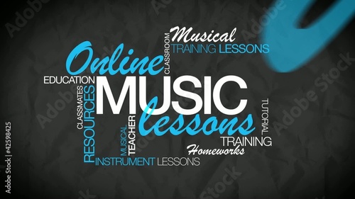 Online Music lesson e-learning word tag cloud animation video #42598425