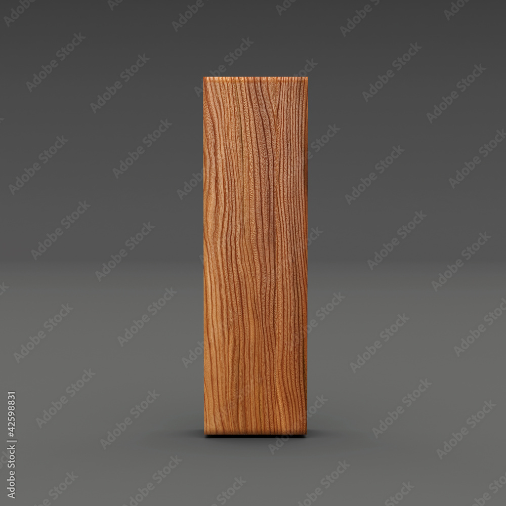 Naklejka premium 3d Font Wood Character I