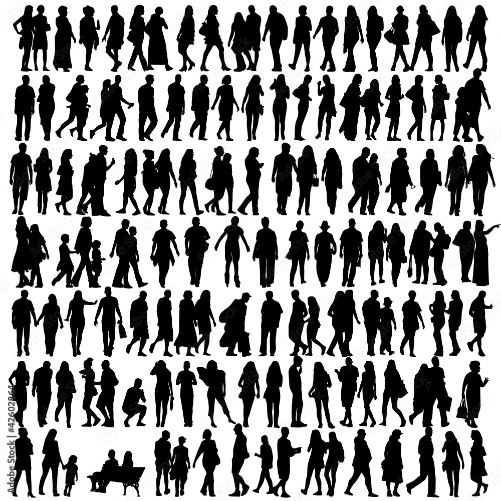 people silhouette black vector Stock Vector | Adobe Stock