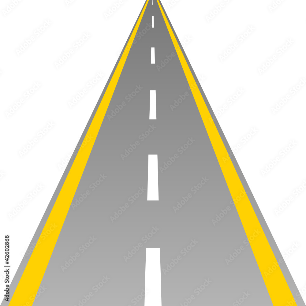 road with a broken white stripe illustration