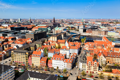 Aerial View on Roofs and Canals of Copenhagen, Denmark