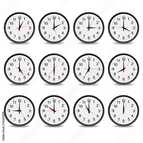 clock that show every hour vector illustration