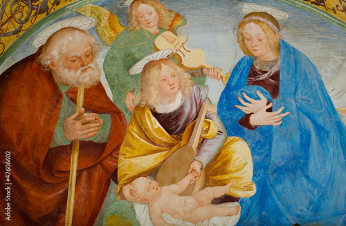 Tableau sur toile Natività di Gaudenzio Ferrari, affresco, anno 1515