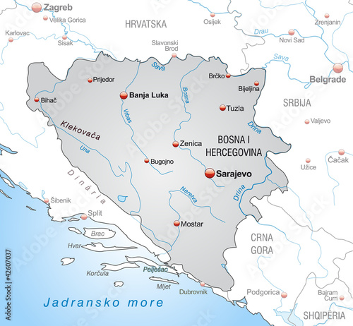 Umgebungskarte von Bosnien-Herzegowina