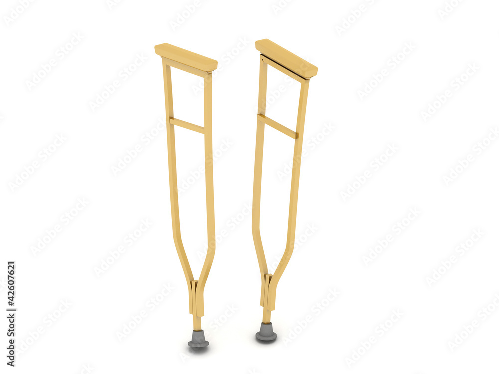 pair of crutches orthopedic equipment isolated on white backgrou