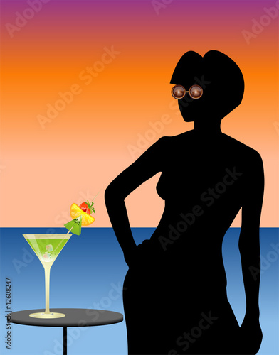 woman poster in the sea