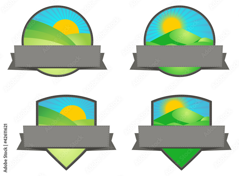 Farming Landscape Emblem Banners set Farming Landscape Emblem Banners set