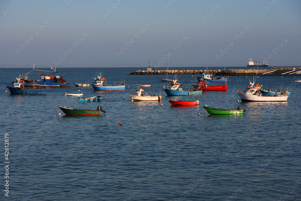 colorful fishing boats, Cascais, Portugal