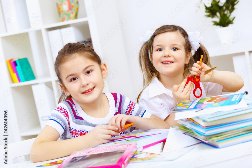 Little girl and study