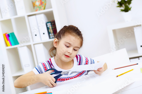 Little girl and study