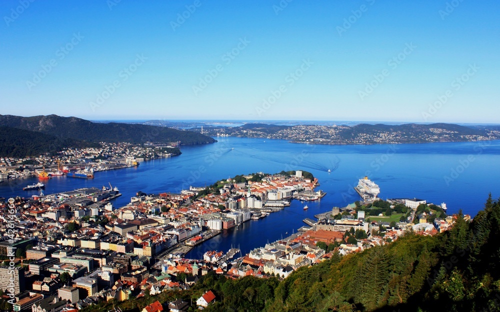 Panorama of gulf, City of Bergen, Norway