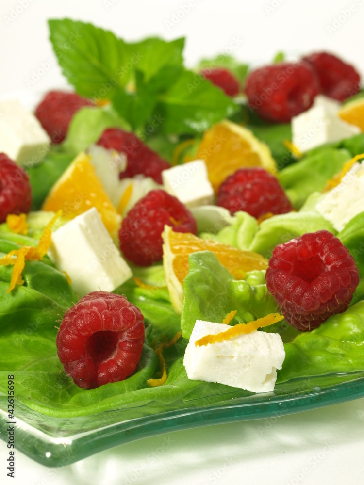 Raspberry and orange with lettuce Raspberry and orange with lettuce