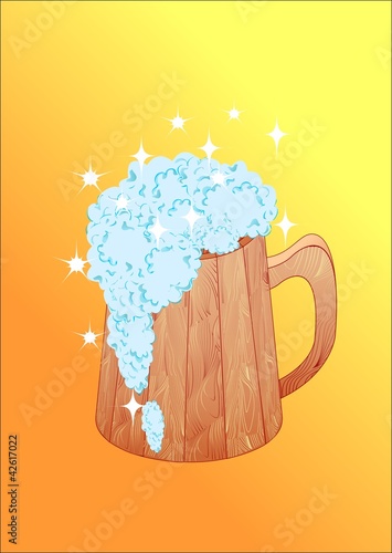 The shining spume runs from the mug