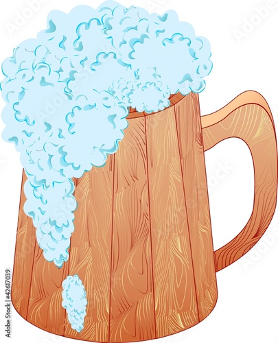 The shining spume runs from the mug