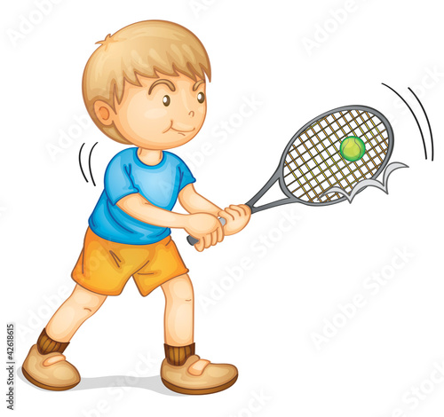 a boy playing tennis