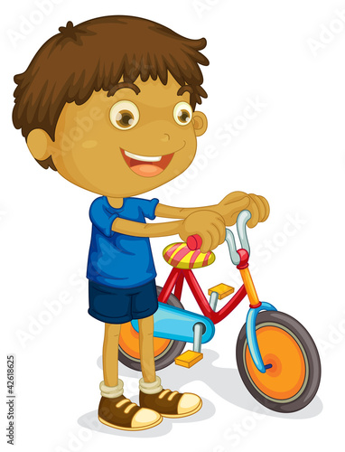 a boy playing bicycle