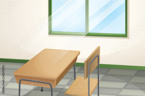 table and chair in room