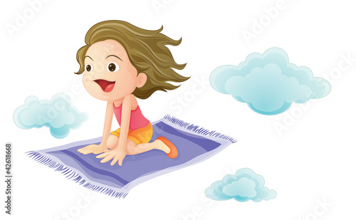 a girl flying on mat