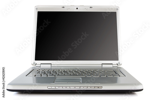 silver laptop with black screen