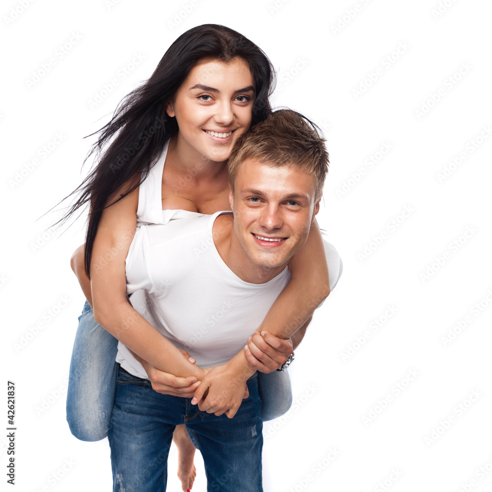 Happy young couple in casual clothing Happy young couple in casual clothing