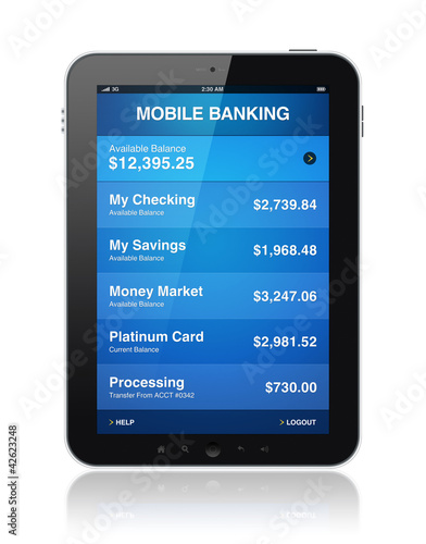 Mobile banking on digital tablet